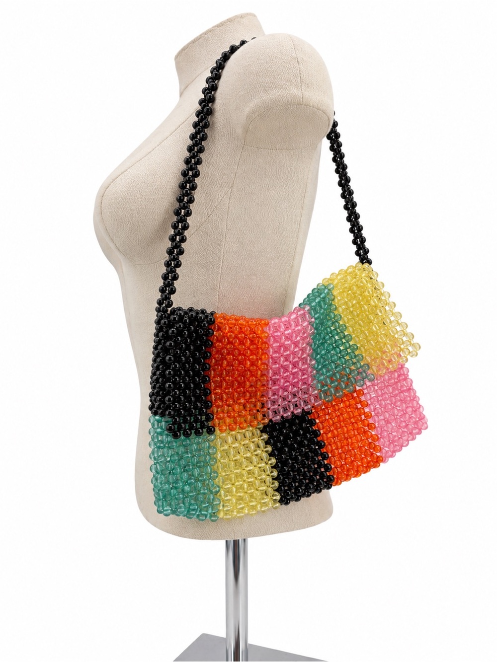 Unbranded Multicolor Beaded Shoulder Bag Patchwork Y2k Style Purse
